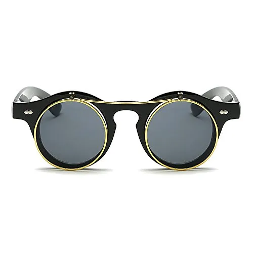 New Arrival Vintage Steampunk Glasses Round Double Flip Sunglasses Practical Fashion Accessories steampunk buy now online