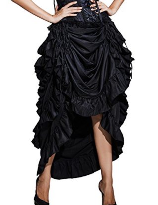 Kimikal Women's Victorian Costume Gothic Ruffle Steampunk Skirt (XXX-Large, Black) steampunk buy now online