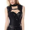 Charmian Women's Plus Size Retro Goth Spiral Steel Boned Brocade Steampunk Bustiers Corset with Jacket and Belt Black XXX-Large steampunk buy now online