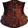Blidece Women's Black Leather Spiral Steel Boned Waist Cinching Steampunk Corset Large steampunk buy now online