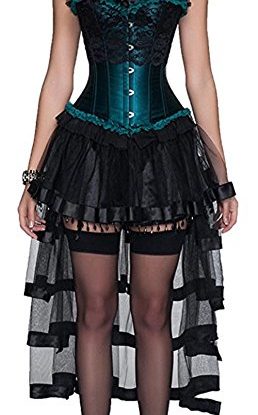 Martya Women's Basque Gothic Boned Waist Cincher Lace up Corsets and Steampunk Bustiers Dress with Skirt Costume steampunk buy now online