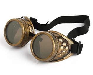 PIXNOR Vintage Steampunk Cyber Punk Gothic Welding Goggles Glasses (Brass) steampunk buy now online