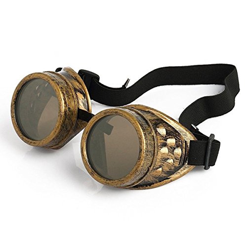 PIXNOR Vintage Steampunk Cyber Punk Gothic Welding Goggles Glasses (Brass) steampunk buy now online