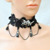 Black Gothic Lace Choker Victorian lace necklace Goth Lolita collar Black kawaii harajuku crystals elegant chain choker Elegant jewellery by BlackPassion steampunk buy now online