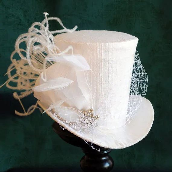 Bridal Mini Top Hat,Tea-party Mini Top Hat,White Victorian Mini Top Hat - Ready to Ship by BizarreNoir steampunk buy now online Bridal Mini Top Hat,Tea-party Mini Top Hat,White Victorian Mini Top Hat - Ready to Ship by BizarreNoir steampunk buy now online