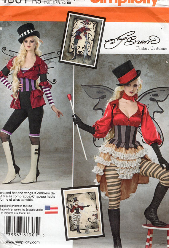 Free USA Shipping Simplicity Sewing Pattern 1301 Misses Amy Brown Fantasy Goth Costume Size 6/14 14/22 plus Bust 30 31 32 34 36 38 40 42 44 by LanetzLiving steampunk buy now online