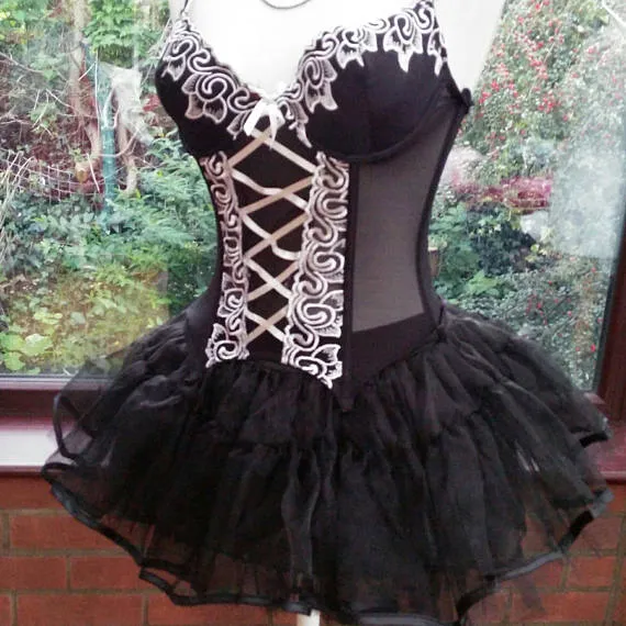 Halloween boned corset dress wedding party steampunk vampire bride burlesque stage prom net tutu skirt can be worn separate to the corset by steampunkageboho steampunk buy now online