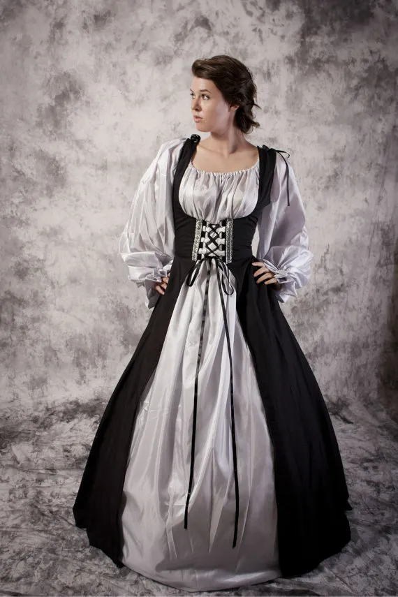 Medieval Black Dress, Renaissance Cosplay Gown, Wench LARP Costume, Medieval Dress Chemise, Halloween Witch Costume, Black Witch Cosplay by SpeedyCostumes steampunk buy now online