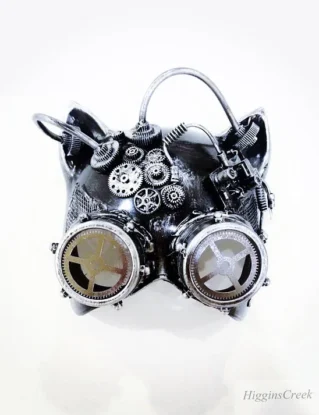 Metallic Steampunk Mask masquerade mask Gatto Party Goggle Cat face mask with Goggle by HigginsCreek steampunk buy now online