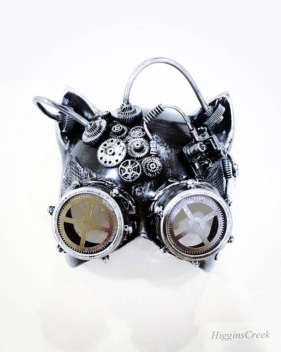 Metallic Steampunk Mask masquerade mask Gatto Party Goggle Cat face mask with Goggle by HigginsCreek steampunk buy now online