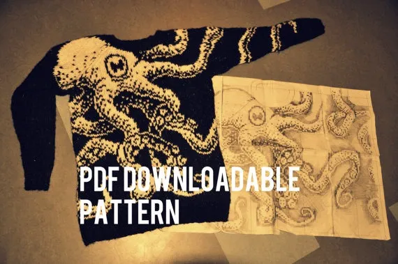 PDF pattern: Octopus sweater "Embrace" by PhysaliaPhysalis steampunk buy now online PDF pattern: Octopus sweater "Embrace" by PhysaliaPhysalis steampunk buy now online