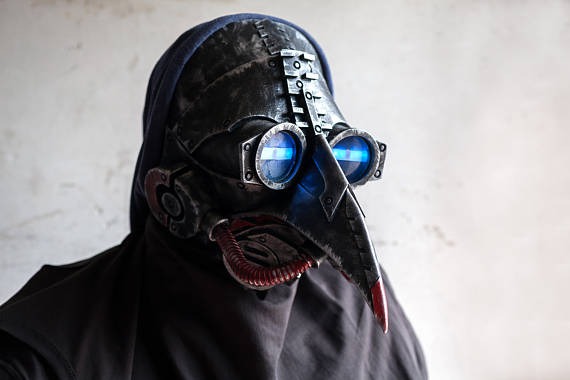 Plague Doctor Mask Halloween Costume Cosplay LED Steam Punk Cyberpunk light up face masks Bird Prop Dr. Dr Scary by CraftsMasterShop steampunk buy now online