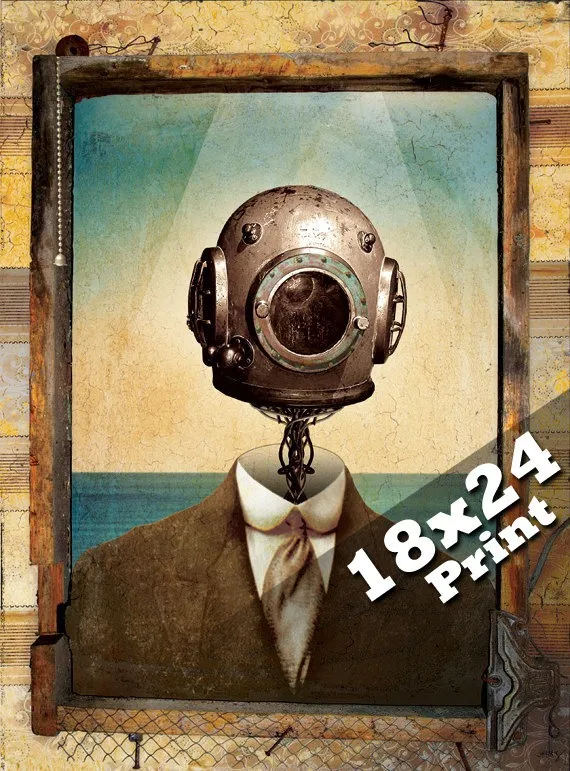 Scuba diving Deep sea diver | Antique industrial nautical decor steam punk art | 20,000 leagues jules verne oddities steampunk 18x24 print by stoltzdesign steampunk buy now online Scuba diving Deep sea diver | Antique industrial nautical decor steam punk art | 20,000 leagues jules verne oddities steampunk 18x24 print by stoltzdesign steampunk buy now online