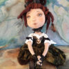 Steampunk dreadlocks unusual gift steampunk girl dreads cyberpunk black dress brown textiledoll doll dreds dredlocs hand-made Textile dolls by JuKoDoll steampunk buy now online