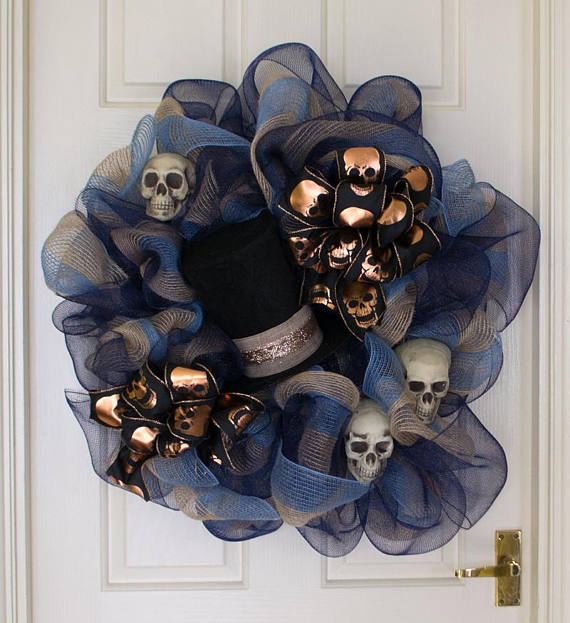 Steampunk Hat Christmas Decoration Halloween Door Wreath by KarlaDecor steampunk buy now online