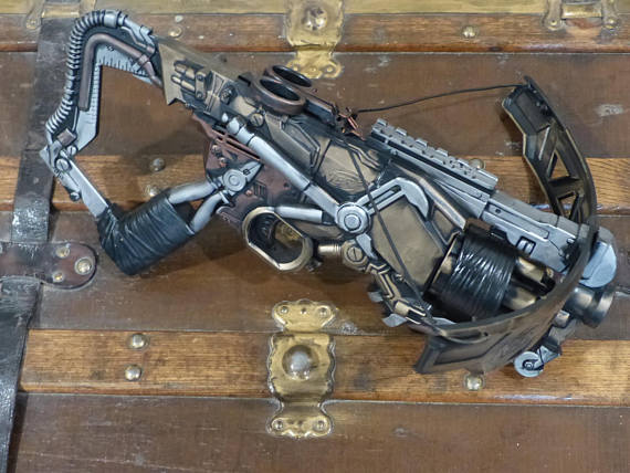 Steampunk Sky Pirate Crossbow Nerf Gun Painted Ray Gun Laser Blaster Revolver Working Toy Dart Gun LARP Roleplay Costume Accessory Cosplay by SteampunkGearWorks steampunk buy now online