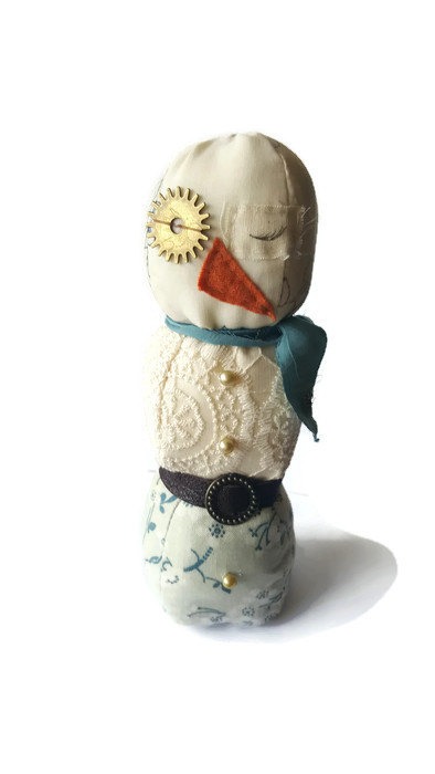Steampunk snowman - blue plush snowman, christmas decoration, snowman decoration - steampunk decoration - christmas plush - handmade - OOAK by KTsCreatureComforts steampunk buy now online