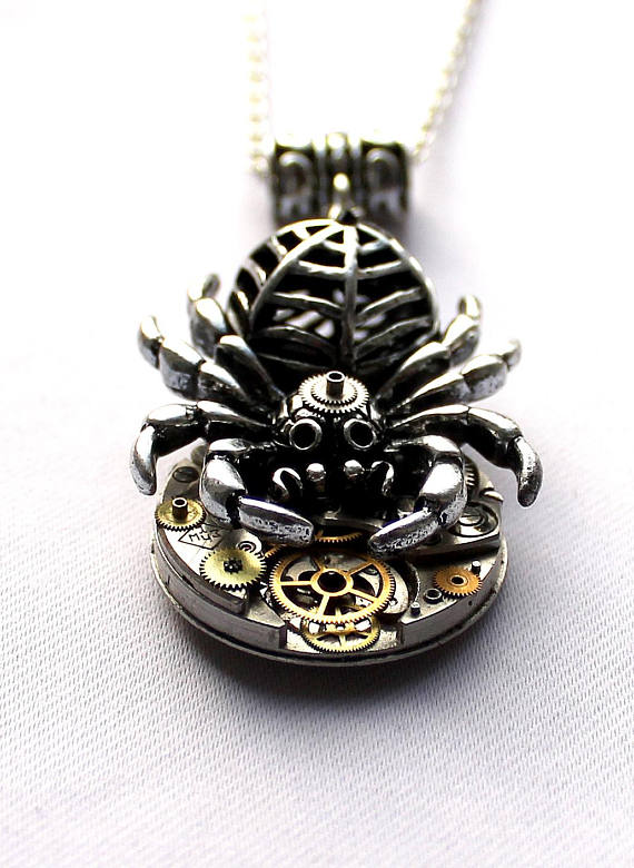 Steampunk spider, spider necklace, spider pendant by DreamCloudJewelry steampunk buy now online