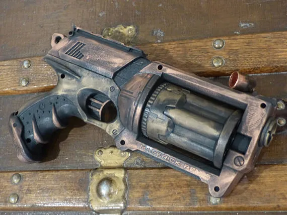 Steampunk Steam Revolver Sci Fi Blaster Working Nerf Gun Painted Maverick Rev 6 Ray Gun Laser Blaster by SteampunkGearWorks steampunk buy now online Steampunk Steam Revolver Sci Fi Blaster Working Nerf Gun Painted Maverick Rev 6 Ray Gun Laser Blaster by SteampunkGearWorks steampunk buy now online