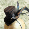 Steampunk Striped Black and Brown Mini Top Hat,Victorian Tea-party Mini Top Hat with Feathers,Steampunk Wedding Hat-Custom-Made to Order by BizarreNoir steampunk buy now online