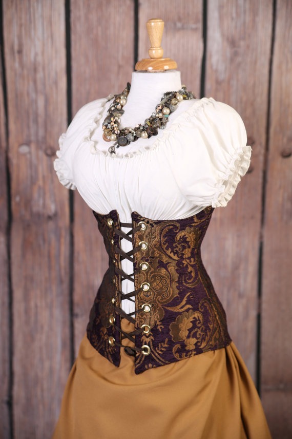 Waist 25-27 Purple and Gold Medallion Torian Corset-New Improved Pattern by damselinthisdress steampunk buy now online