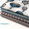 4 coupons fat quarter, fabric hot air balloon basket - Japanese fabric star asanoha Ether + ecru / taupe + taupe - steampunk, retro, vintage by NadegeTissus steampunk buy now online