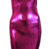 Size 20 - 22 (To Fit: 38-40 Inch Waist / 42-46 Inch Hips / 25-26 Inch Length) D50 Pink Metallic Lycra Wet Look "Fantasy Store" Brand Boob Tube Dress Minidress steampunk buy now online