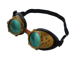 DIKEWANG Premium Quality Rustic Rivet Vintage Round Rave Victorian Punk Style Steampunk Goggles Gothic Multi Lens Brass Glasses Welding Cyber Punk Novelty Cosplay (B) steampunk buy now online