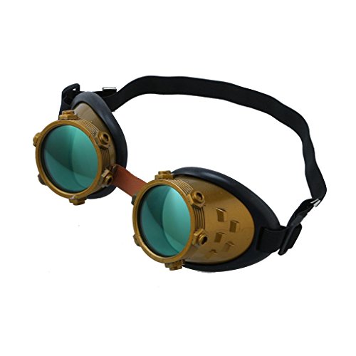 DIKEWANG Premium Quality Rustic Rivet Vintage Round Rave Victorian Punk Style Steampunk Goggles Gothic Multi Lens Brass Glasses Welding Cyber Punk Novelty Cosplay (B) steampunk buy now online