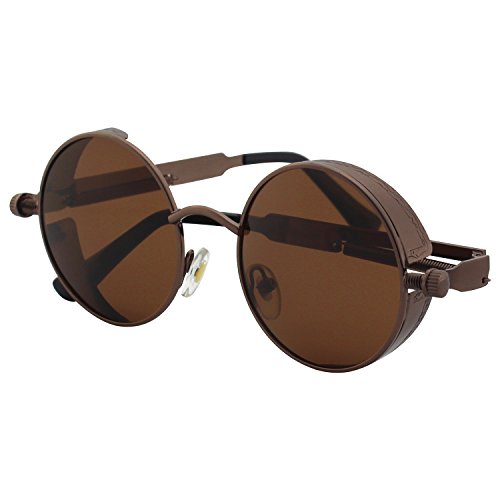 CGID E72 Retro Steampunk Style Inspired Round Metal Circle Polarized Sunglasses for Men and Women steampunk buy now online