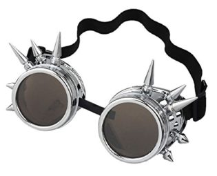 Leegoal(TM) Vintage Steampunk Goggles Spiked Gothic Welding Cyber Punk Gothic Cosplay Glasses (Silver) steampunk buy now online