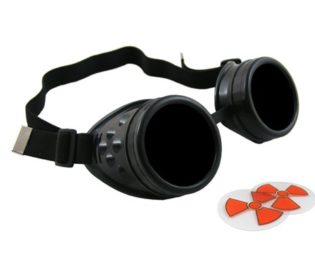 CyberloxShop® Cyber Goggles Ultra Black Steam Punk Rave Goth - Includes FREE set of Exclusive CyberloxShop® Lense Design Inserts steampunk buy now online