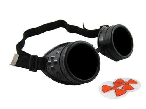 CyberloxShop® Cyber Goggles Ultra Black Steam Punk Rave Goth - Includes FREE set of Exclusive CyberloxShop® Lense Design Inserts steampunk buy now online