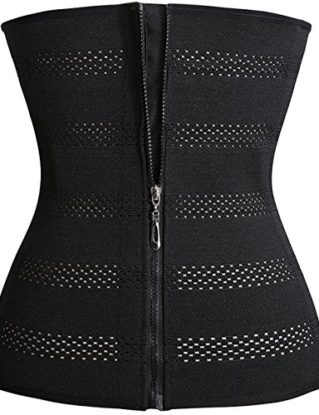 Bingrong Waist Trainer With Zipper Hourglass Waist Cincher Training Corset (3XL Fits 36.6-38.5Inch Waistline, Black) steampunk buy now online