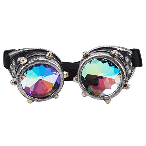 AFUT Kaleidoscope Rave Rainbow Crystal Lenses Steampunk Goggles steampunk buy now online