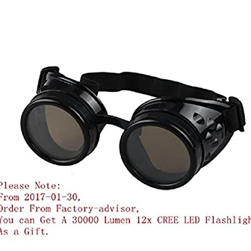 Pu Ran® Retro Steampunk Goggles Welding Punk Glasses Cosplay - Black steampunk buy now online