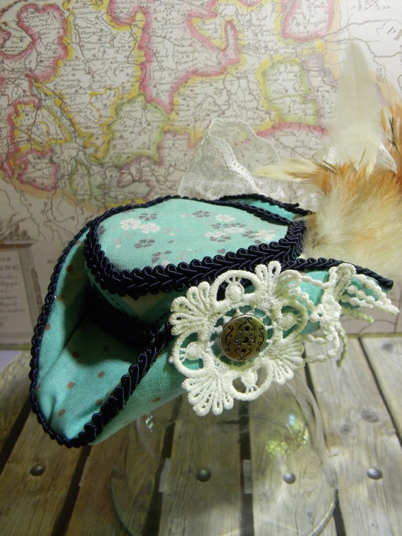 A Daytime Stroll Mini Tricorn Hat, Holiday Party Hats, Women Mini Top Hat, Victorian, Steampunk, Cosplay Mini Top Hat, Pirate by TheFoxandTheLilly steampunk buy now online