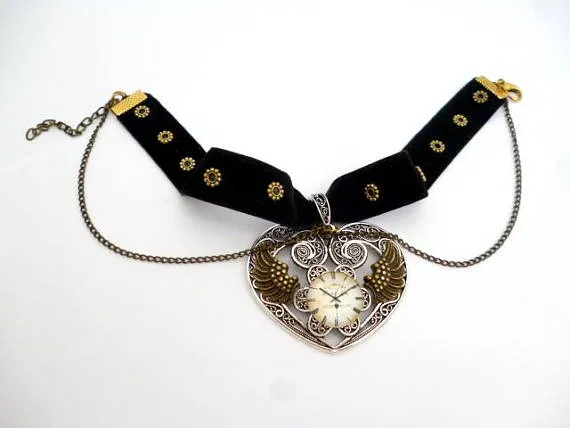 Adjustable Velvet Steampunk Choker_ST097331843_Steampunk accessories_Heart Necklace_Gift ideas by MultiStyle steampunk buy now online Adjustable Velvet Steampunk Choker_ST097331843_Steampunk accessories_Heart Necklace_Gift ideas by MultiStyle steampunk buy now online