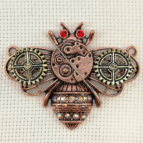 Antique Copper Steampunk Bee Needleminder by DenkaiDesigns steampunk buy now online