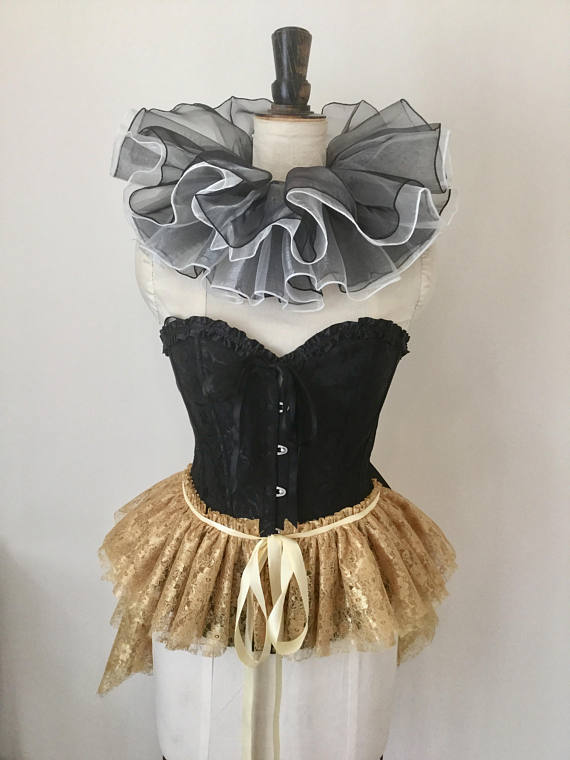 Black and ivory neck ruff. by talulahblue steampunk buy now online