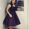 Black Purple Polka Dot Dress Rockabilly Dress Halter PinUp Dress 50s Retro Goth Dress Lolita Steampunk Psychobilly Party Plus Size Clothing by LadyMayraClothing steampunk buy now online