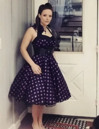 Black Purple Polka Dot Dress Rockabilly Dress Halter PinUp Dress 50s Retro Goth Dress Lolita Steampunk Psychobilly Party Plus Size Clothing by LadyMayraClothing steampunk buy now online