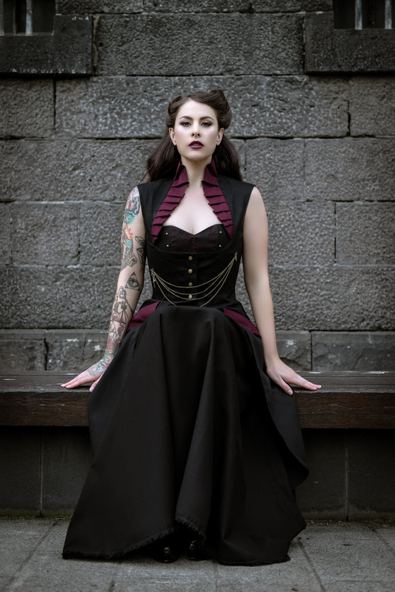 Full Steampunk Burlesque Custom Made Outfit - Complete with Jacket, Skirt and Corset - Formal Victorian Costume by SpunkitDesigns steampunk buy now online