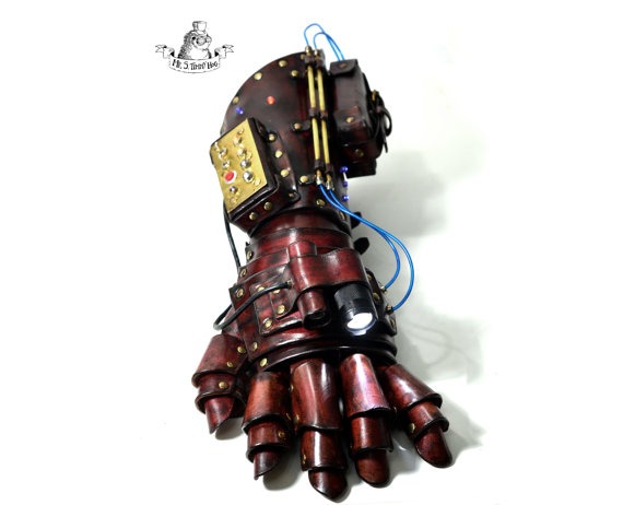 Made to order custom Experimental gauntlet with a laser and a powerful torch. by TimmyHog steampunk buy now online