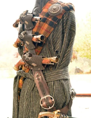 Pirate 3 Pistol Baldric in Chocolate Dyed 8-9oz Vegtan by LederherrDesignGroup steampunk buy now online