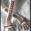Scarlet Maiden Victorian Corset Laced Up Arm Warmers | Pale Ivory | Lace | Burgundy Ribbon | Bridal Vampire Gothic Belly Dance Burlesque Emo by ZenAndCoffee steampunk buy now online