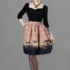 Steampunk brown midi printed graphics gothic skirt by RebelMadness steampunk buy now online