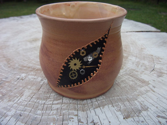 Steampunk ceramic mug, steampunk mug, steampunk decor, geek gift, gift for him by HandmadeGeekGift steampunk buy now online