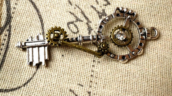 Steampunk key antique silver vintage style jewellery supplies by SimplyCharmingIdeas steampunk buy now online