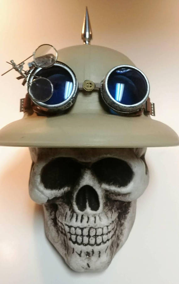 Steampunk Pith Helmet with goggles by SteampunkPirateShop steampunk buy now online